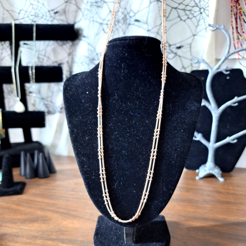 NWT Calvin Klein Rose Gold Tone Double Strand Necklace